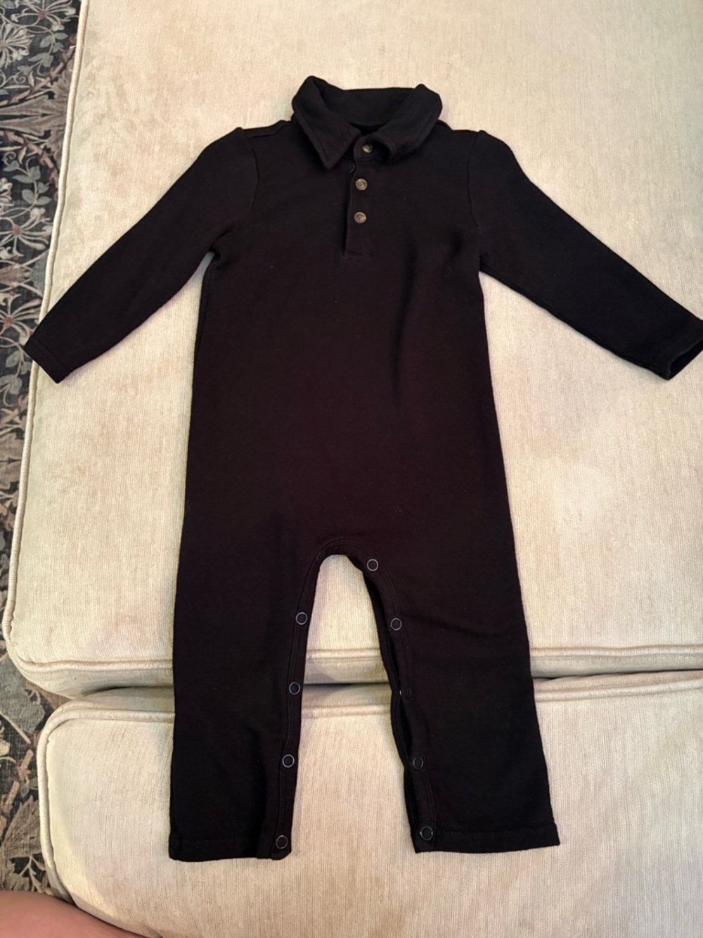 Little Sleepies Black Collared Polo Romper  6-12